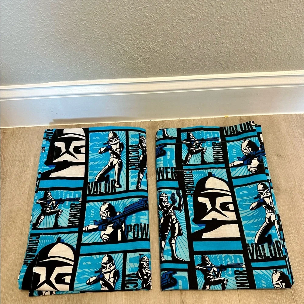 NWOT Star Wars Curtains Drapes 2 Panels Tiebacks StormTroopers print 42